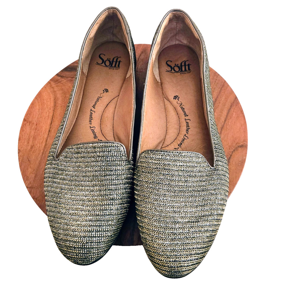 Sofft pewter glitter ballet slip on shoes slippers 8.5